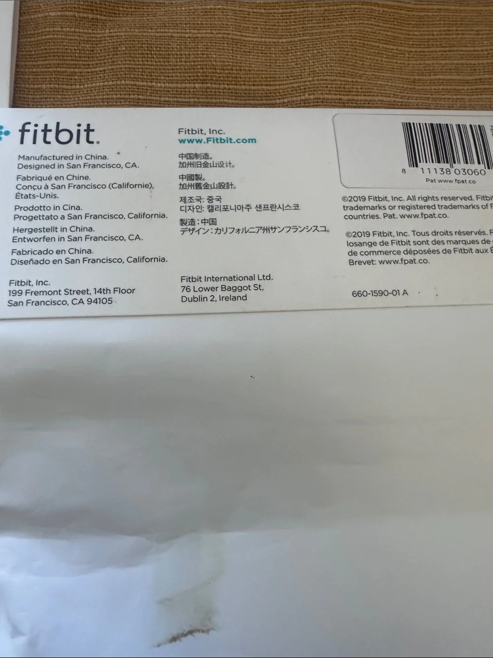 Fitbit Diamond Pattern Black Silicone Strap for Charge 3 or 4 NWT